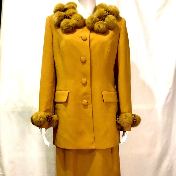Milano Jackets & Blazers - Vintage Milano Suit With Fur Trim And Satin Rosettes